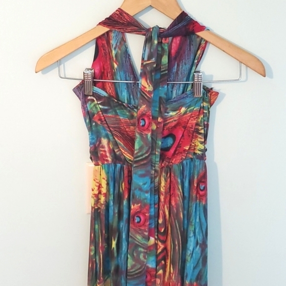 NWOT Summer Halter Peacock 🦚 Dress👗size S/M - Picture 4 of 5